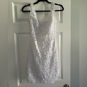 bebe White Crochet Lace Mini Dress